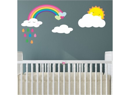 ADESIVO INFANTIL CÉU DE NUVENS E ARCO IRIS